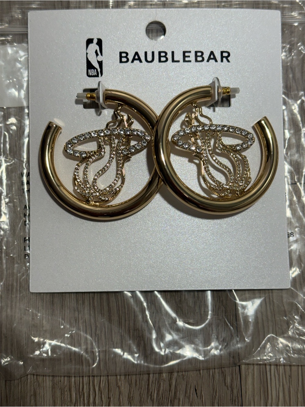 Brand New BaubleBar Miami Heat Logo Large Hoop Earrings